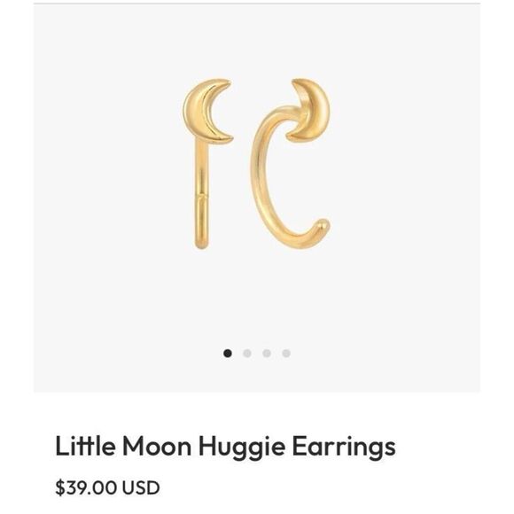 Little Moon Huggie Earrings, Gold - Picture 1 of 3